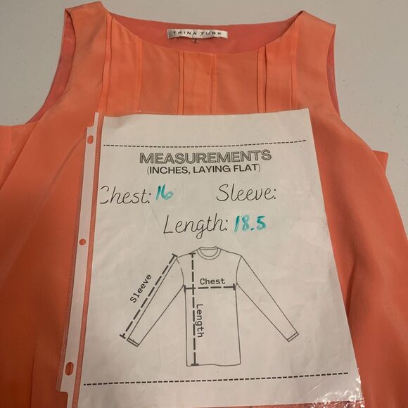 Trina Turk Coral 100% Silk Pleated Blouse Medium Vintage-Style Tank Chic Work - Picture 5 of 7